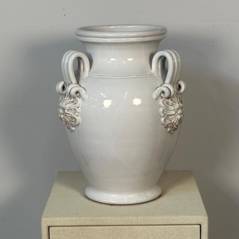 Tri-Handle Large White Ceramic Jug / Vase / Pottery - 2