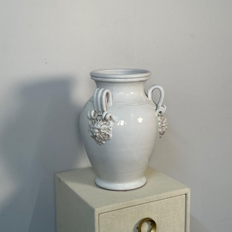 Tri-Handle Large White Ceramic Jug / Vase / Pottery - 3