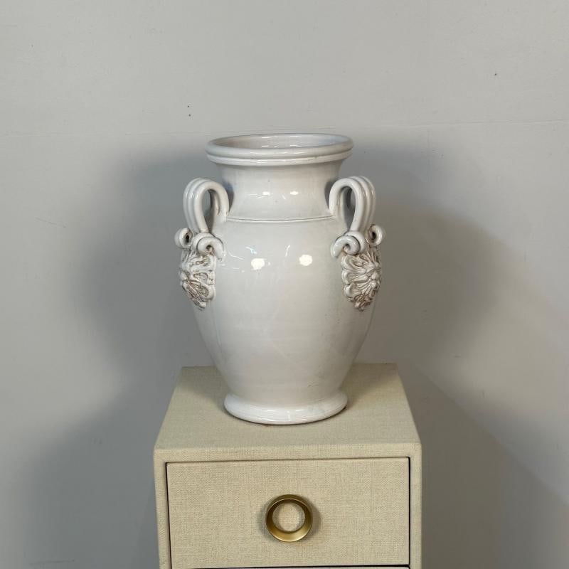 Tri-Handle Large White Ceramic Jug / Vase / Pottery - 5