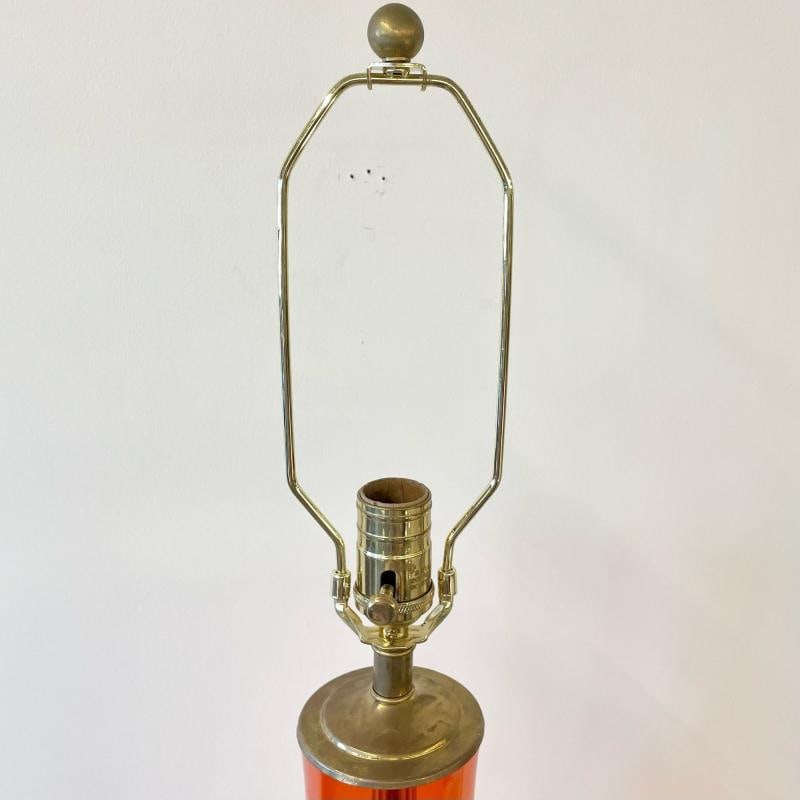 Single Mid-Century Large Orange Blown Glass Bottle Shape Table Lamp by Blenko - 9