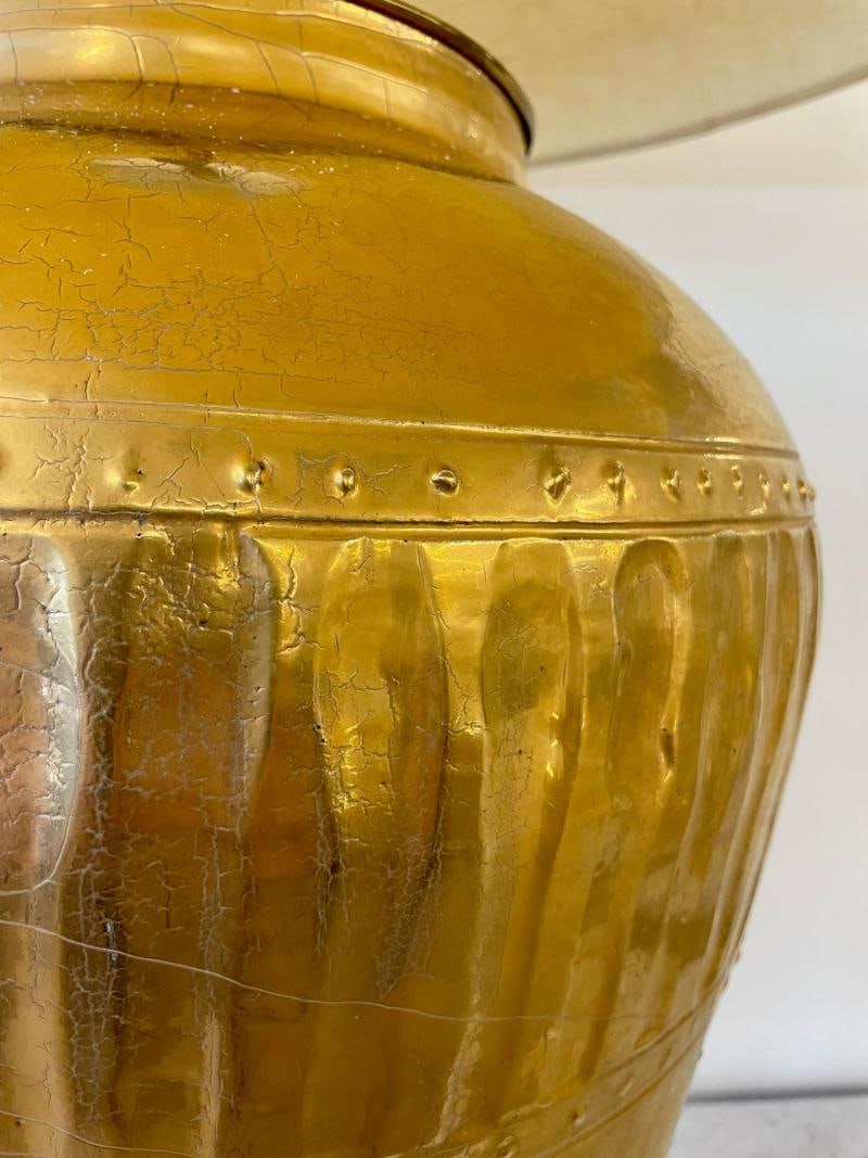 Hollywood Regency, Water Gilt, Fabric, Monumental Table Lamps, USA, 1970s - 5
