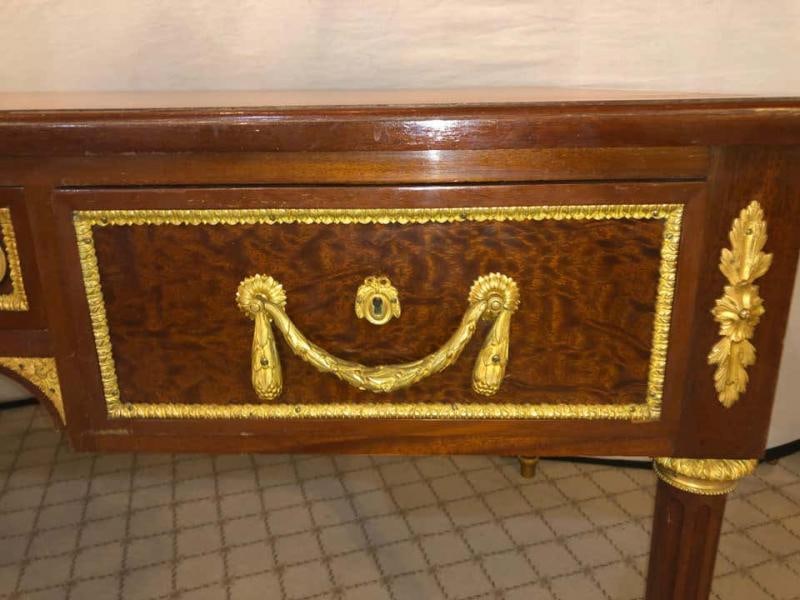 French Tortoise Wood Louis XVI Style Maison Jansen Partners Desk or Bureau Plat - 5