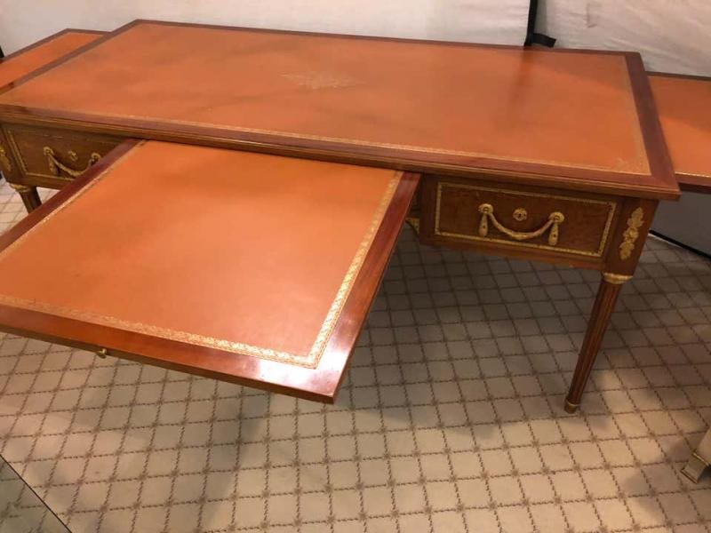 French Tortoise Wood Louis XVI Style Maison Jansen Partners Desk or Bureau Plat - 9