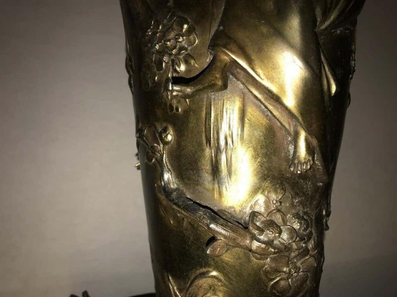 Pair of Art Nouveau Figural Urns Mounted as Lamps - 2