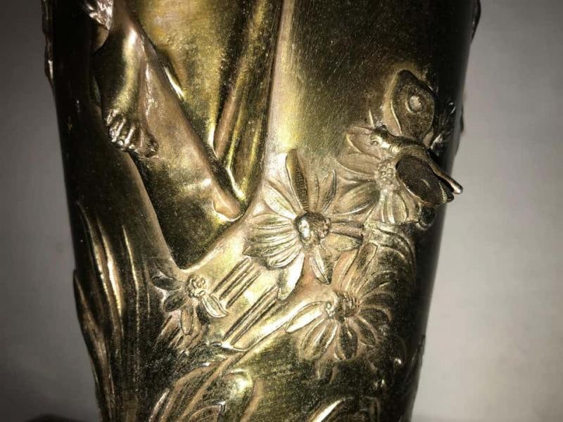 Pair of Art Nouveau Figural Urns Mounted as Lamps - 5