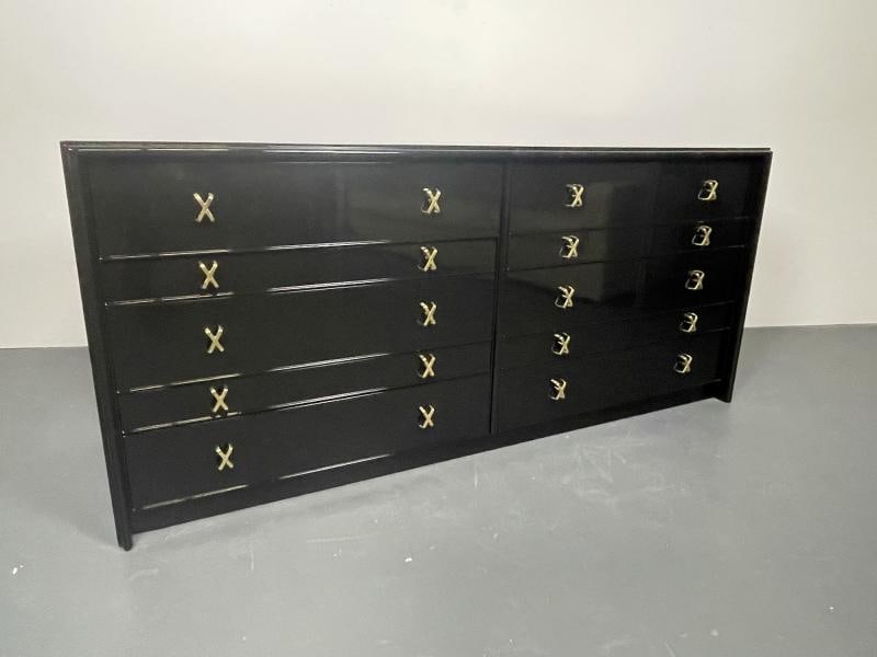 Hollywood Regency Ebony Dresser or Chest, Paul Frankl / John Stuart, Refinished - 2
