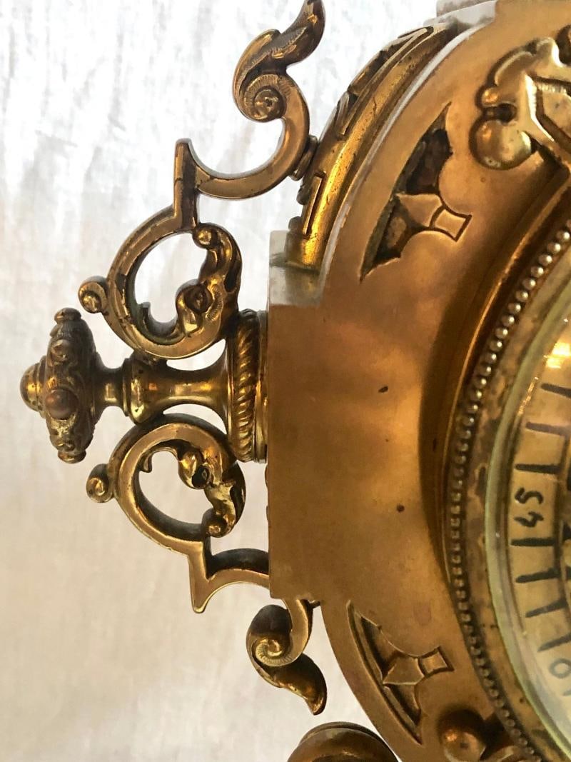 19th Century Gothic Style J.E. Caldwell Gilt Bronze Clock Garniture Set - 11