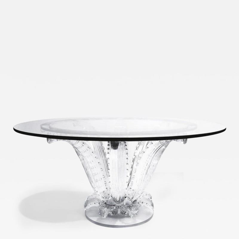 Lalique, Modern Cactus Center Table, Clear Crystal, 72" Glass, France, 1984: Title: Lalique, Modern Cactus Center Table, Clear Crystal, 72" Glass, France, 1984 Description 1: Lalique, Modern Cactus Center or Dining Table, Clear Crystal, 72" Glass, France, 1984 The Cactus table