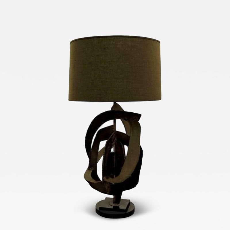 Harry Balmer, Brutalist Mid Century Modern, Blackened Steel, Table Lamp, 1970s - 2