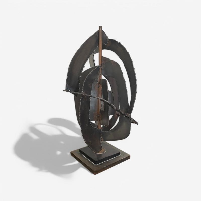 Harry Balmer, Brutalist Mid Century Modern, Blackened Steel, Table Lamp, 1970s - 6