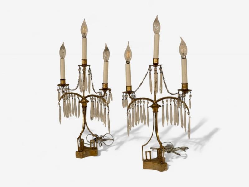 Russian Neoclassical, Table Lamps, Dore Bronze, Crystal, France, 19th C. - 5