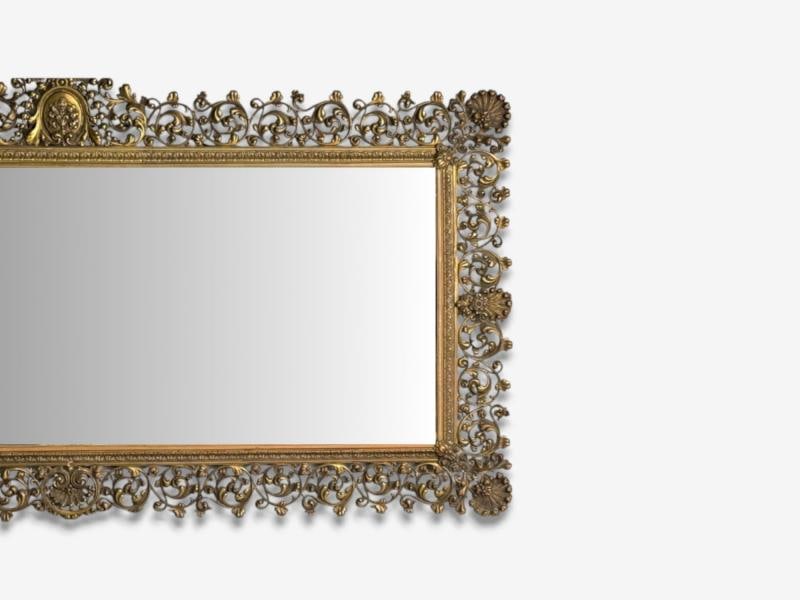 Rococo Style, Patinated Bronze, Large Ornate Wall Mirror, France, 1930s - 2