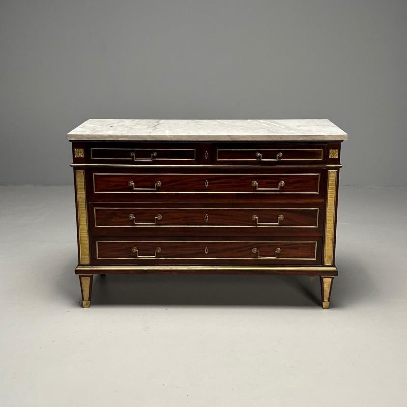 Russian Neoclassical, Louis XVI, Commode, Mahogany, Marble, France, 19th Century - 3