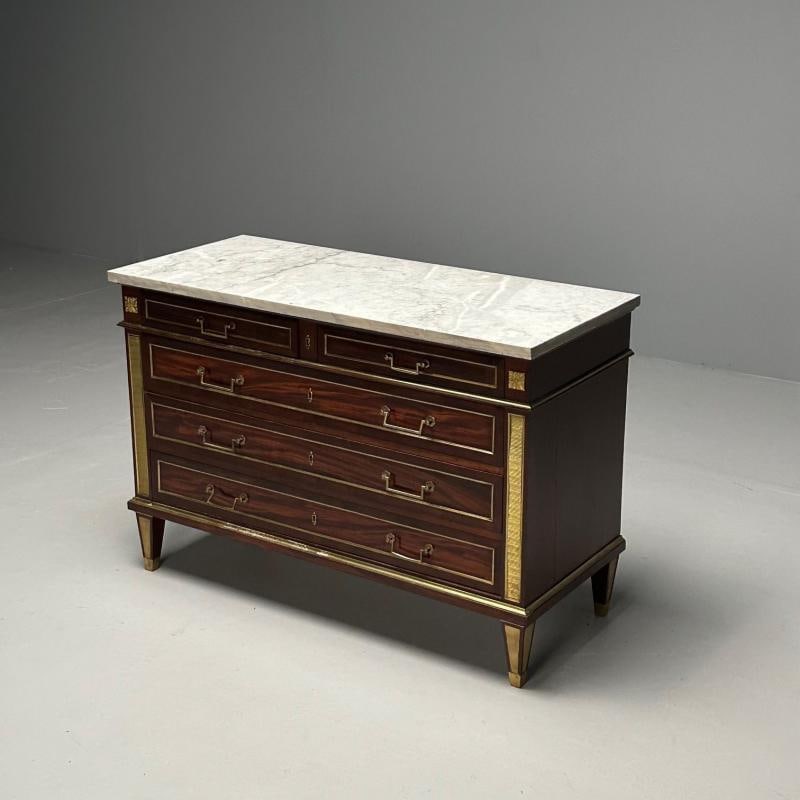 Russian Neoclassical, Louis XVI, Commode, Mahogany, Marble, France, 19th Century - 5