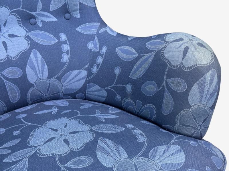 Danish Modern, Wingback Chair, Blue Fabric, Wood, Denmark, 1940s - 5