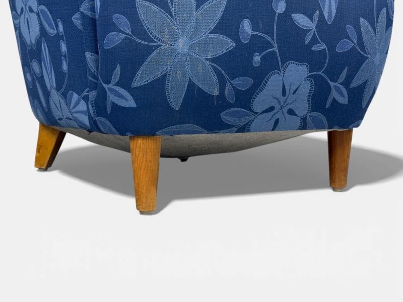 Danish Modern, Wingback Chair, Blue Fabric, Wood, Denmark, 1940s - 7