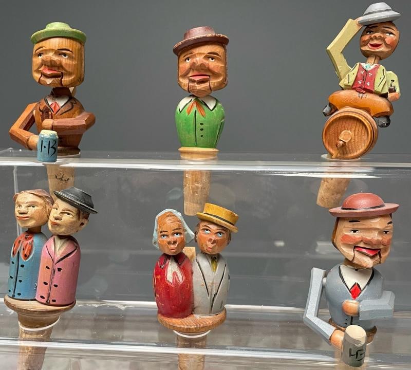 German, Cork Wine Stoppers, Hand Carved, Painted Wood, 19th/20th Century - 6