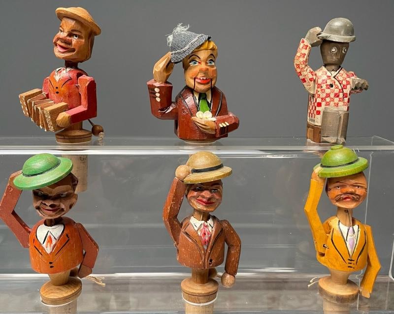 German, Cork Wine Stoppers, Hand Carved, Painted Wood, 19th/20th Century - 7