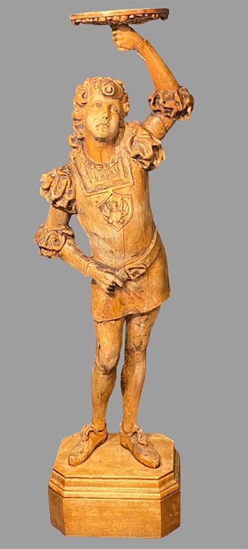 Italian Carved Wood Figural Card Stand, Receiver, Late 18th Century - 2