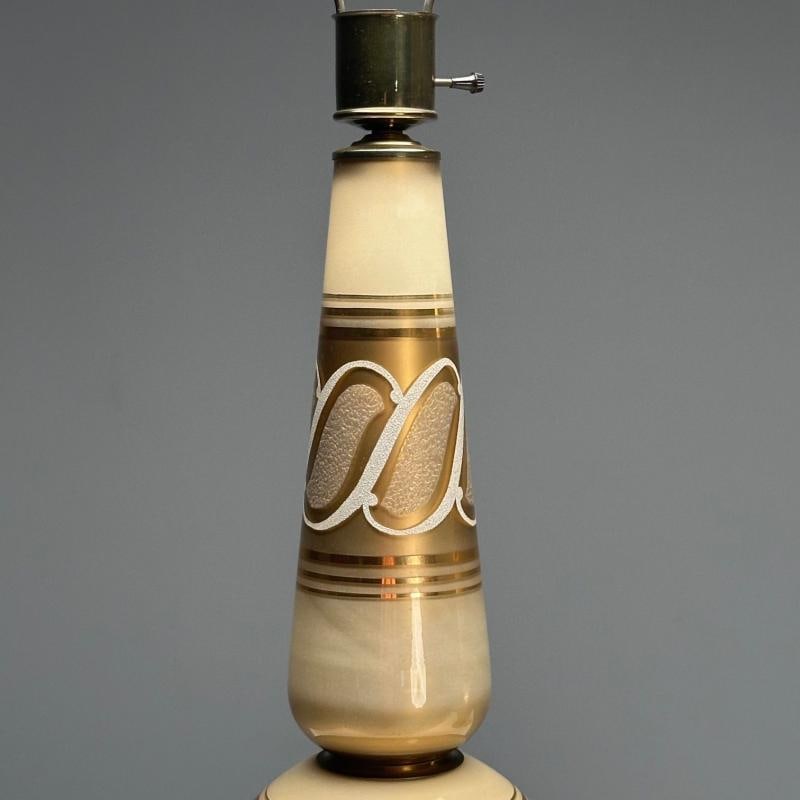 Italian Mid-Century Modern, Large Table Lamps, Gold Glass, Brass, Italy, 1960s - 8