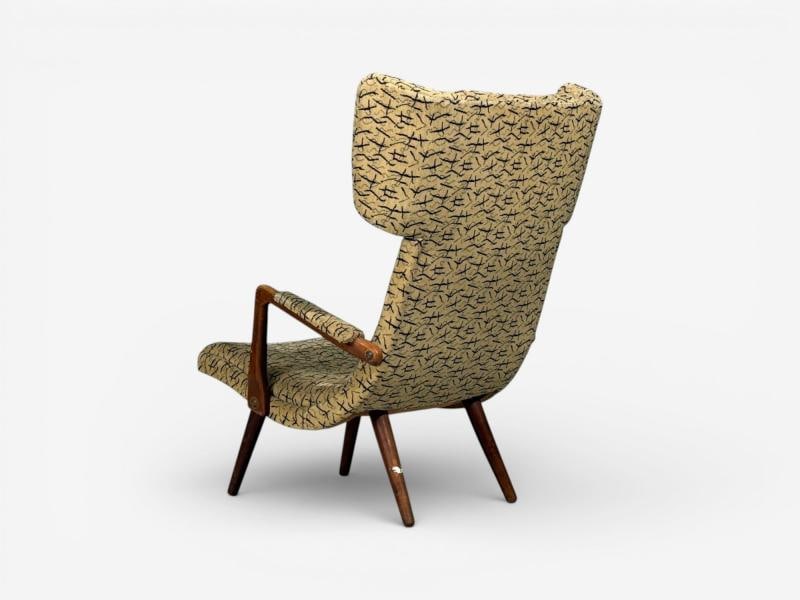 Danish Cabinetmaker, Wingback Chair, Beech, Fabric, Denmark, 1950s - 9