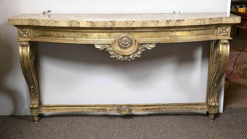 Faux Marble-Top Louis XV Style Console Table Attributed to Maison Jansen - 2