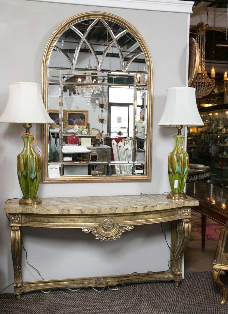 Faux Marble-Top Louis XV Style Console Table Attributed to Maison Jansen - 3