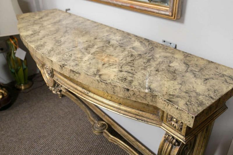 Faux Marble-Top Louis XV Style Console Table Attributed to Maison Jansen - 5