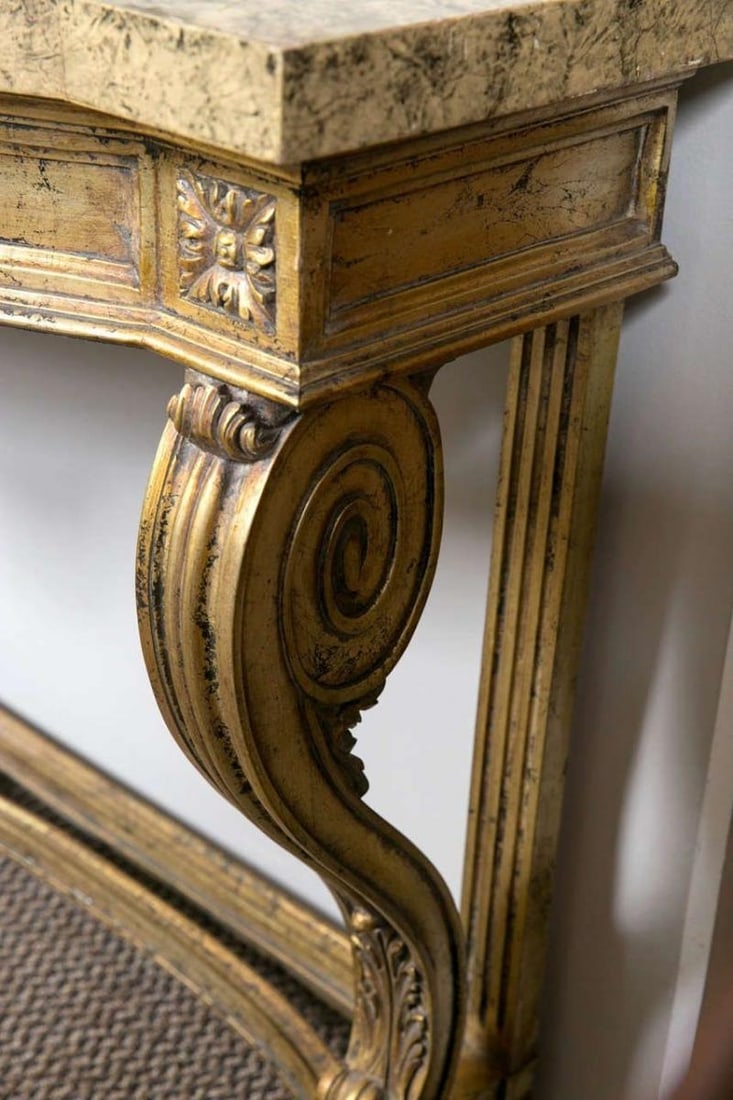 Faux Marble-Top Louis XV Style Console Table Attributed to Maison Jansen - 6