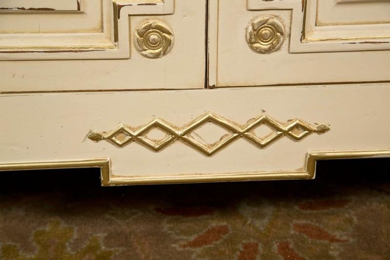 Maison Jansen Ivory Distress Painted Gilt Gold Decorated Bookcase / Cabinet - 10
