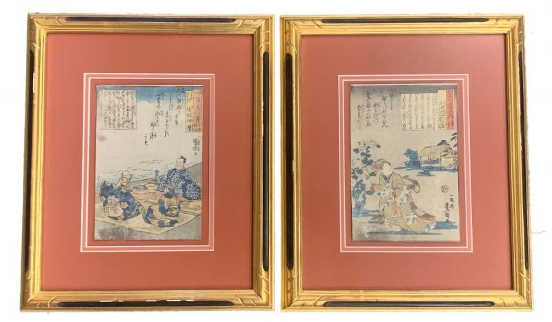 Pair of 19th Century Japanese Woodblocks by Utagawa Kuniyoshi in Custom Frames. - 2