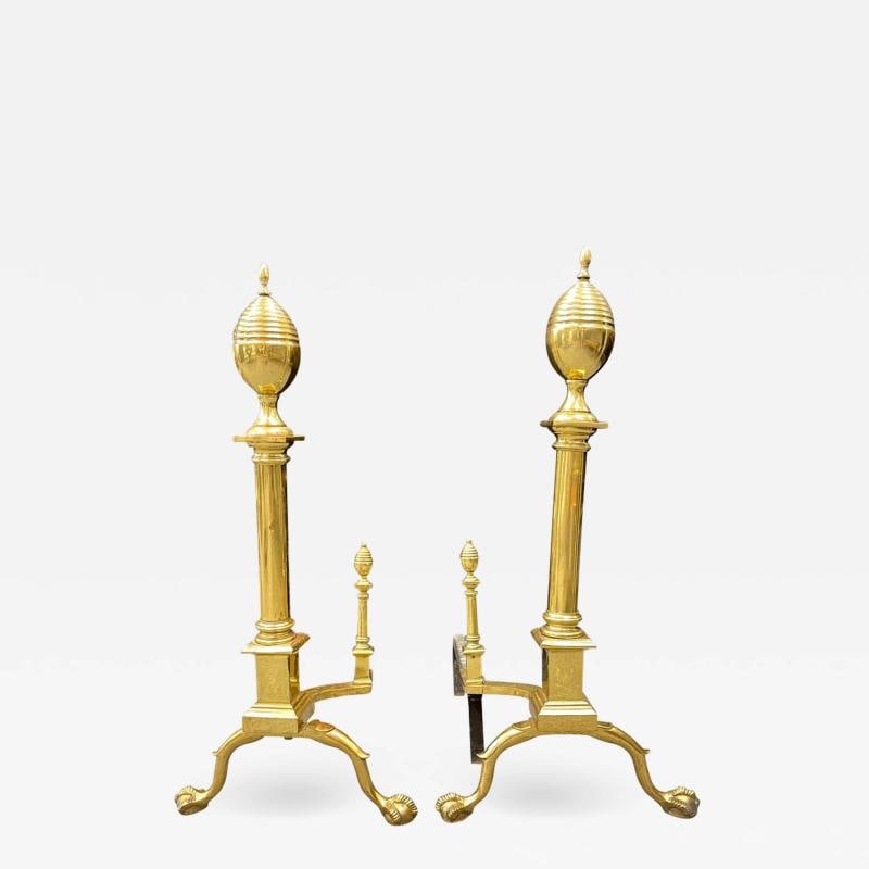 Pair of Large Bronze Georgian Style Andirons - 2