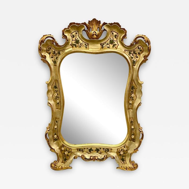 Gold Leaf Paint Decorated Shell Form Wall or Console Mirror - 2