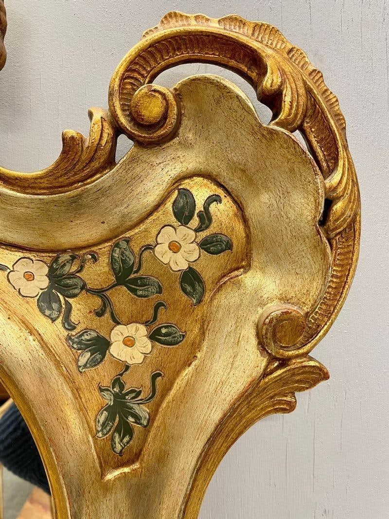 Gold Leaf Paint Decorated Shell Form Wall or Console Mirror - 7