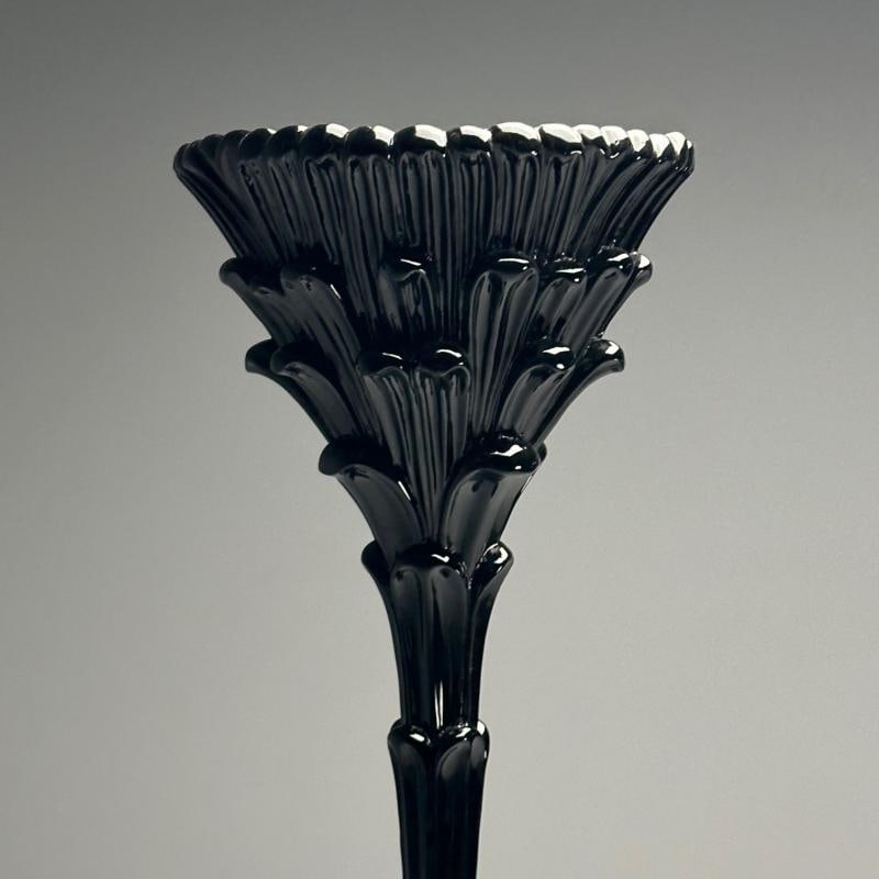 Serge Roche Style, Mid-Century Modern, Palm Leaf Floor Lamps, Black Lacquer - 5