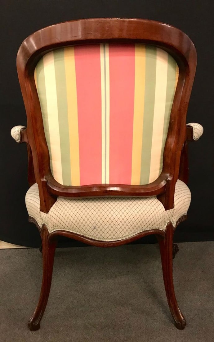 Pair of Louis XV Style Walnut Fauteuils or Bergeres in a Scalamandre Fabric - 7