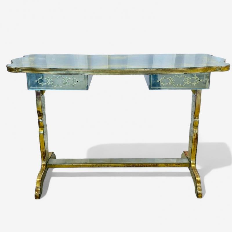 Maison Jansen, Hollywood Regency, Vanity, Eglomise Glass, Silver Leaf, 20th C. - 3