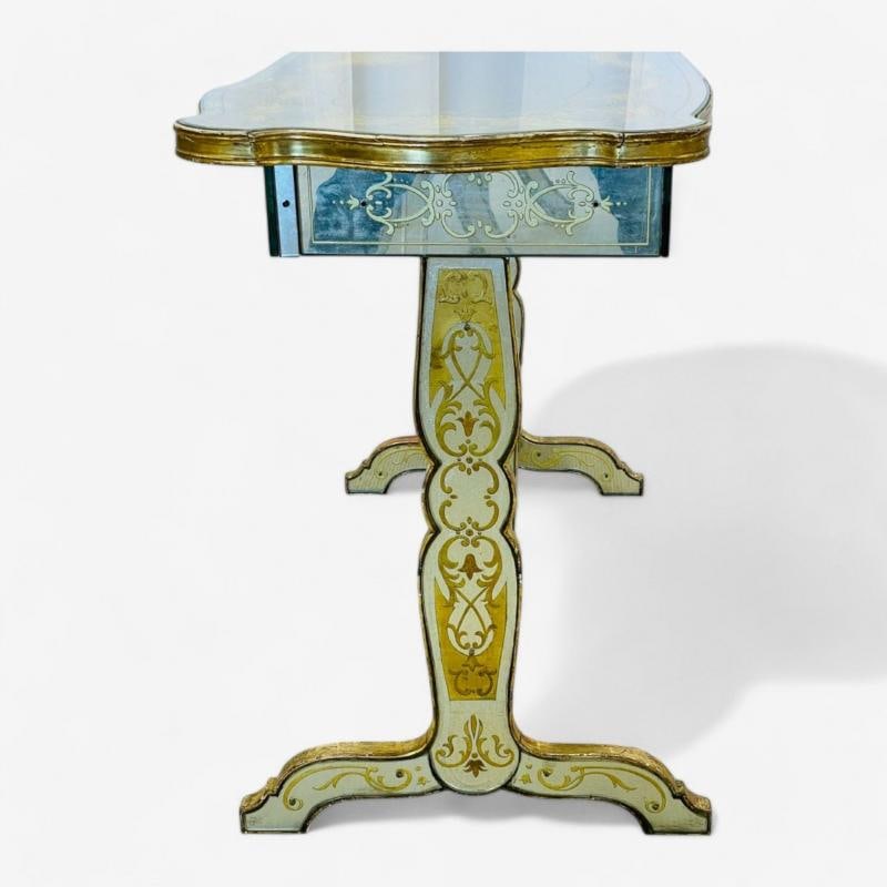 Maison Jansen, Hollywood Regency, Vanity, Eglomise Glass, Silver Leaf, 20th C. - 6