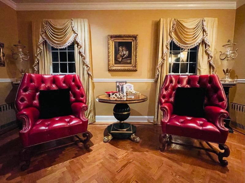 Pair Oversized Tufted Leather Wingback Lounge Chairs, Georgian, Finest Quality - 3