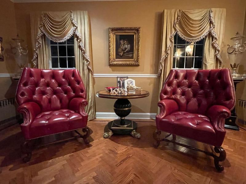 Pair Oversized Tufted Leather Wingback Lounge Chairs, Georgian, Finest Quality - 7
