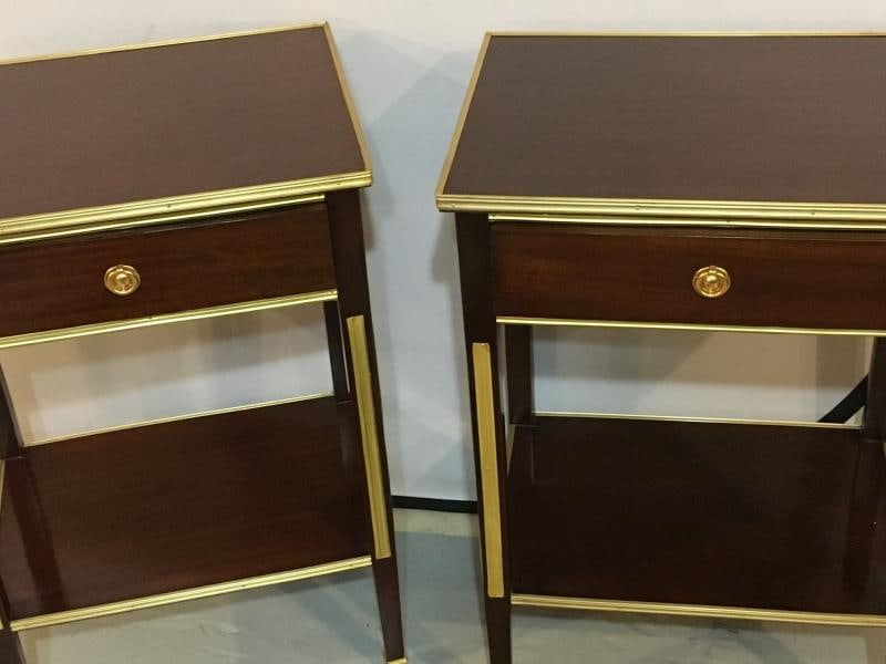 Pair of One Drawer Neoclassical Style Bronze-Mounted Mahogany End / Side Tables - 2