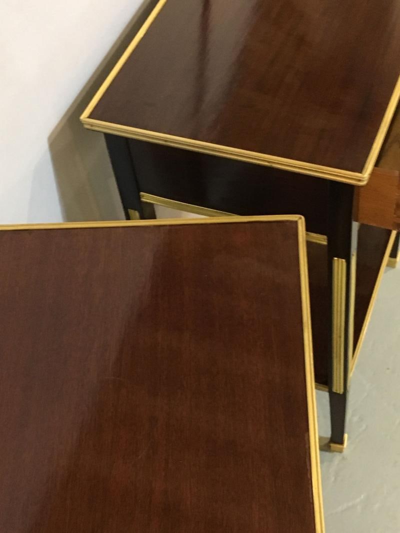 Pair of One Drawer Neoclassical Style Bronze-Mounted Mahogany End / Side Tables - 5