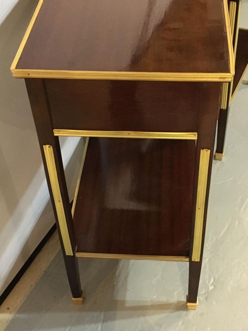 Pair of One Drawer Neoclassical Style Bronze-Mounted Mahogany End / Side Tables - 6