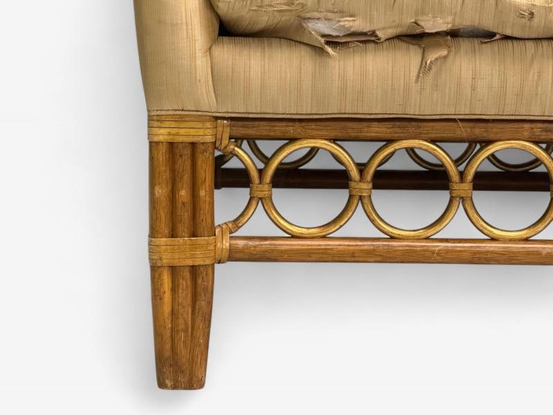McGuire, Bamboo, Rattan, Fabric, Large Lounge Chairs, USA, 1960s - 5