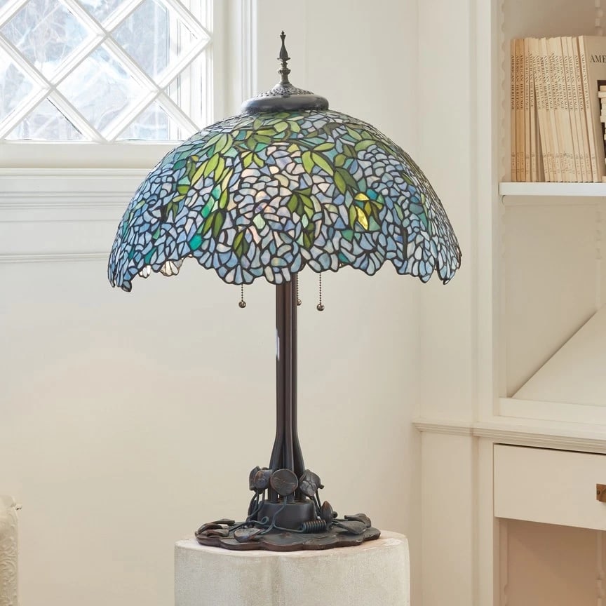 32"H Wisteria Tiffany-Style Stained Glass Table Lamp - 8