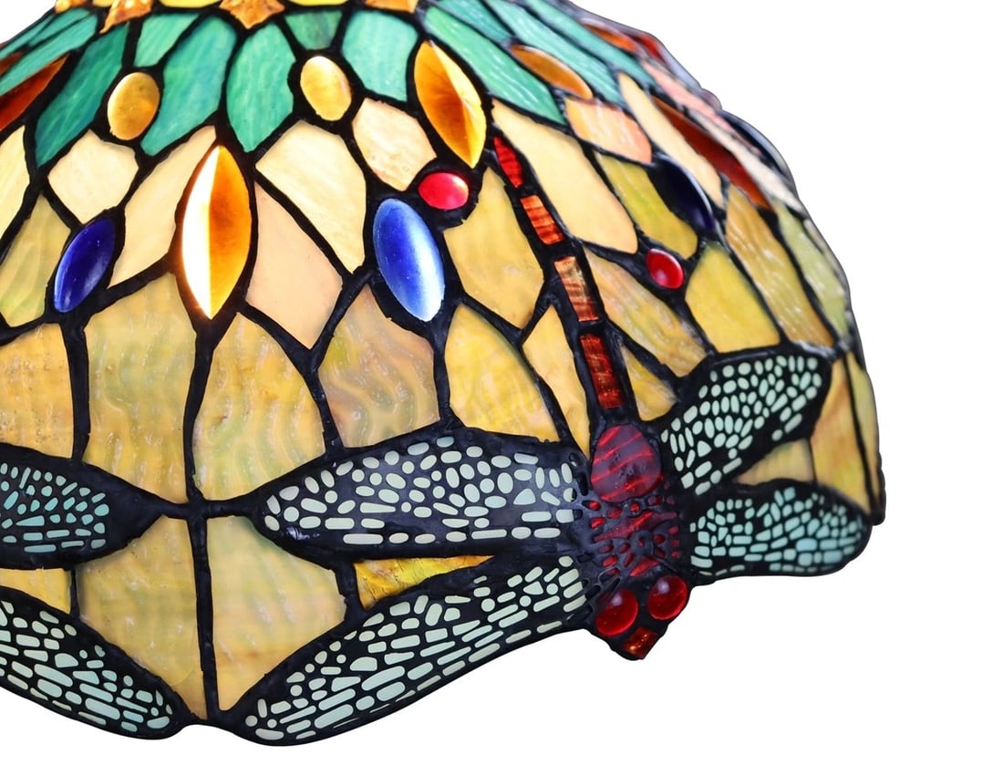 48" Stained Glass 3 light Dragonfly Island Billiard Pendant Light - 6