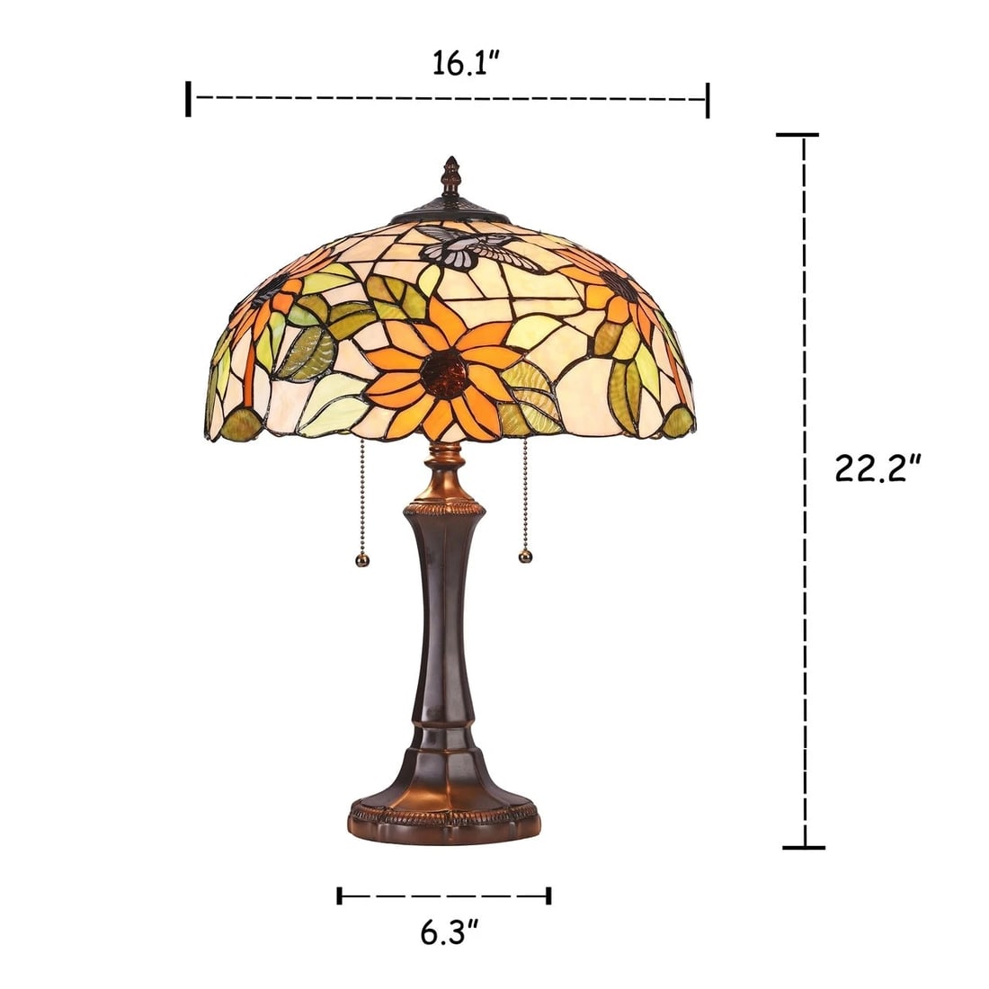 22.2" Tiffany-Style Sunflower Stained Glass Table Lamp - 3