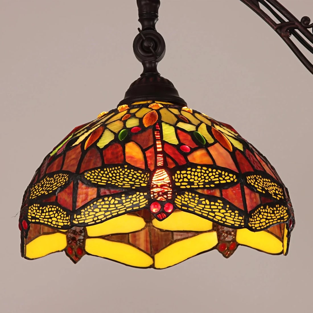 64.37" Stained Glass Dragonfly Floor Reading Lamp - 3