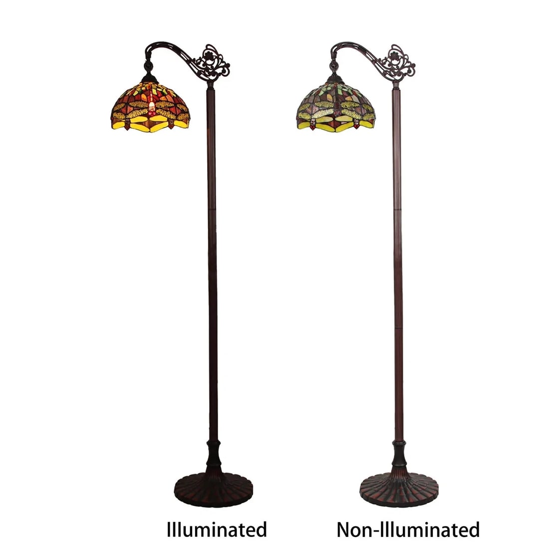 64.37" Stained Glass Dragonfly Floor Reading Lamp - 4