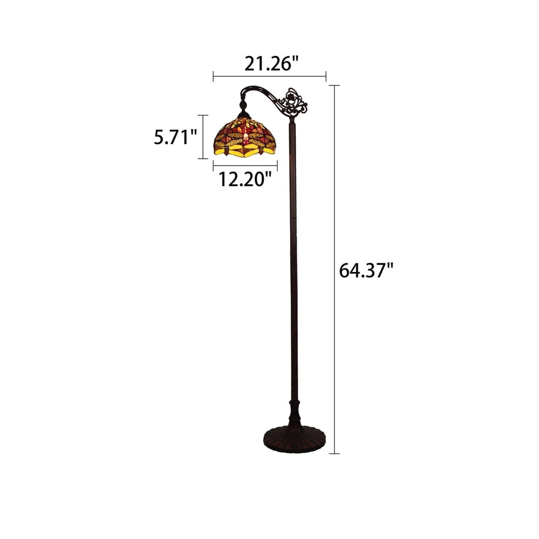 64.37" Stained Glass Dragonfly Floor Reading Lamp - 6